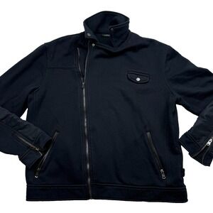 Marc Anthony Black Full Zip Jacket Large Side Zipper Pockets Crop High‎ Collar